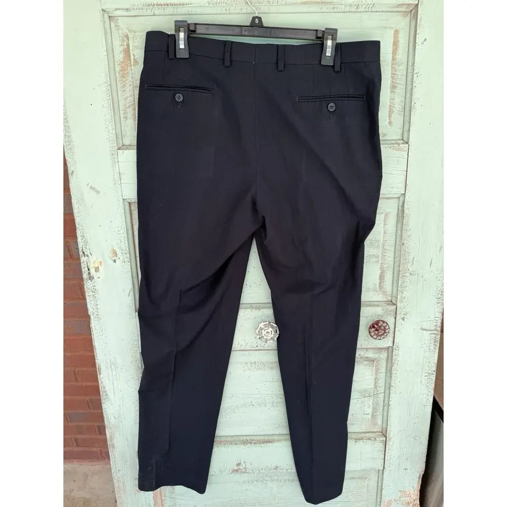 Michael Kors Women’s Blue Flat Front Stretch Dress Pants Size‎ L 36x32